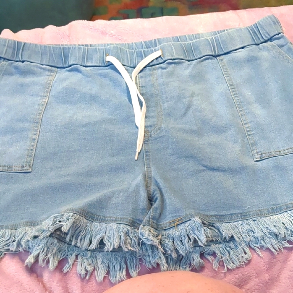 Denim Frayed Hem Women's Shorts